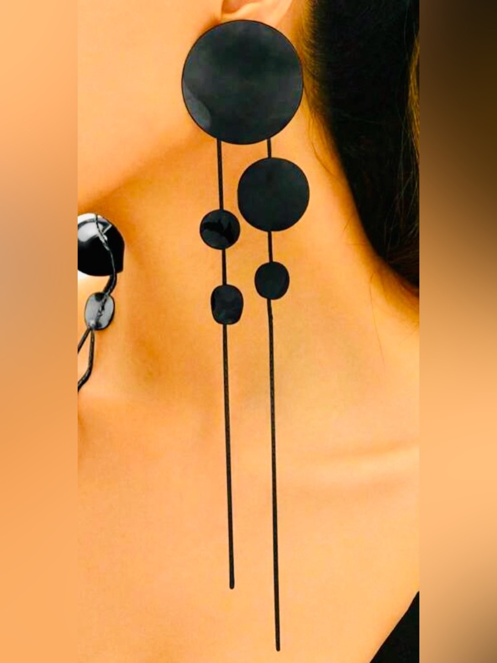 New Fashion Long Tasseled Round Metal Statement Earrings – European Style - Picture 5 of 5